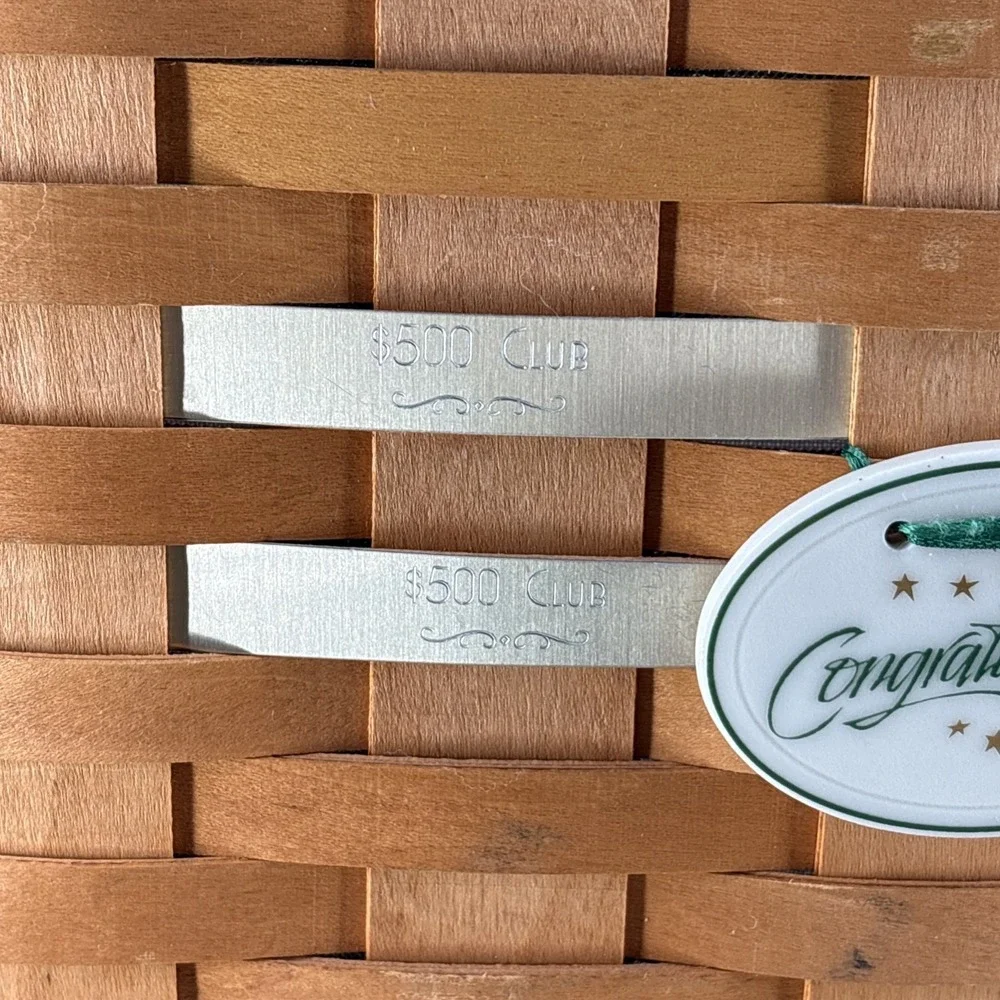 1997 Longaberger Classic Stain Magazine Basket & Liner Tie On 500 Club